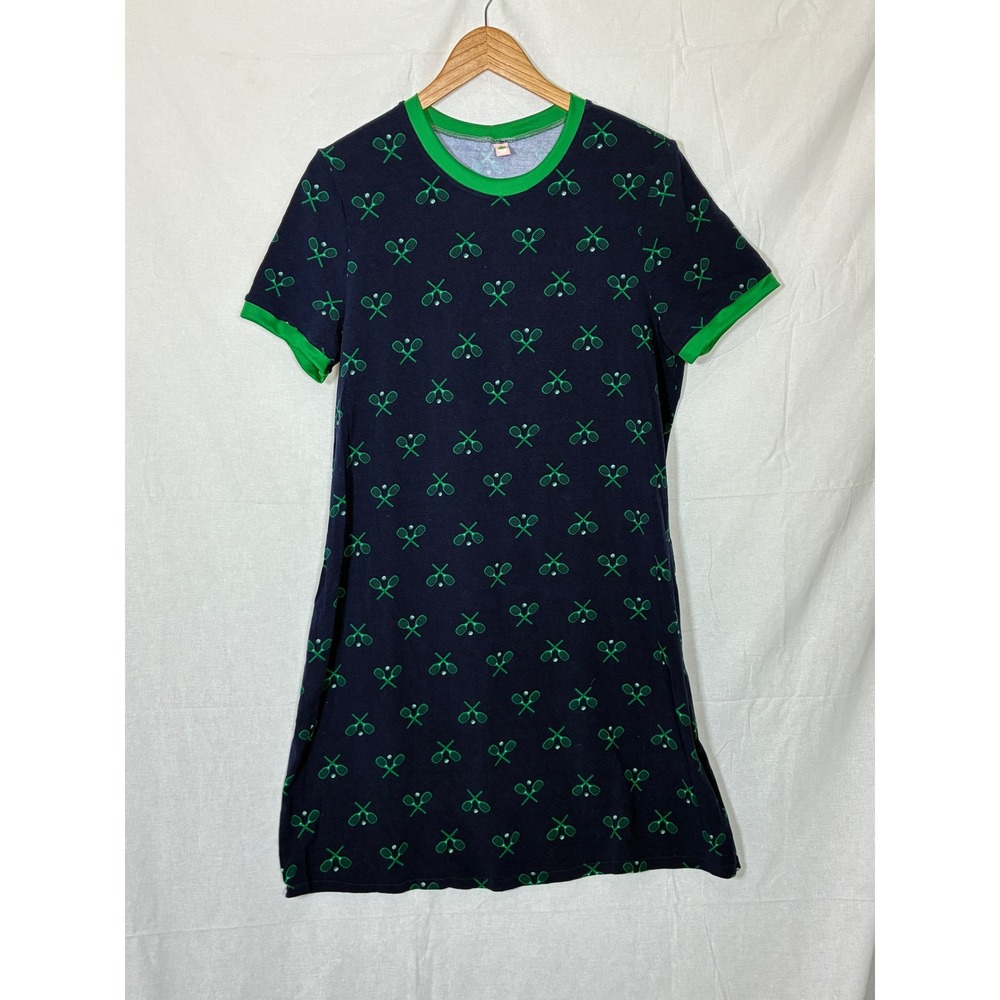 Handmade OOAK Tennis T-Shirt Dress Size L Cotton Pickleball Whimsical Ethical